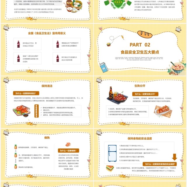 黄色卡通食品安全宣传PPT模板 黄色卡通食品安全宣传PPT模板