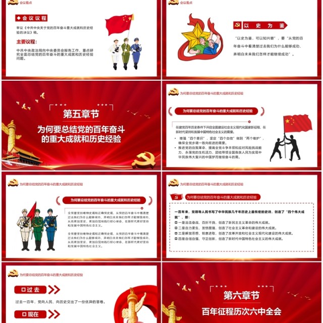 聚焦十九届六中全会汇报PPT模板 聚焦十九届六中全会汇报PPT模板