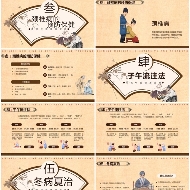 黄色中国风中医健康知识宣讲课件PPT模板 黄色中国风中医健康知识宣讲课件PPT模板