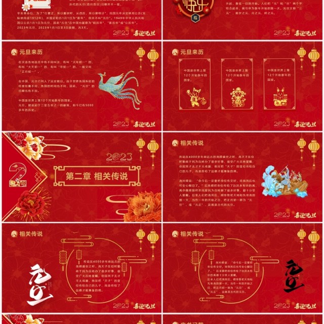 红色喜庆中国风2023年喜迎元旦PPT模板 红色喜庆中国风2023年喜迎元旦PPT模板