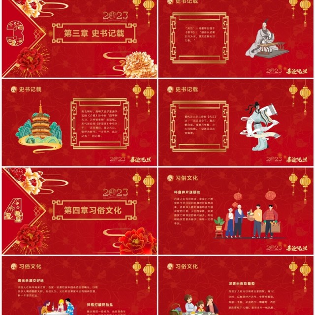 红色喜庆中国风2023年喜迎元旦PPT模板 红色喜庆中国风2023年喜迎元旦PPT模板