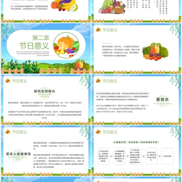 绿色卡通风国际素食日节日介绍PPT模板 绿色卡通风国际素食日节日介绍PPT模板