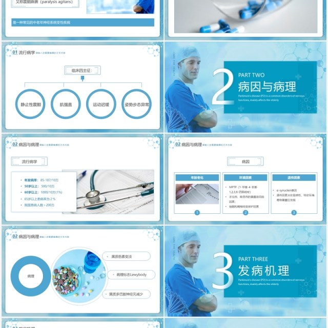 绿色简约风帕金森病知识讲解PPT模板