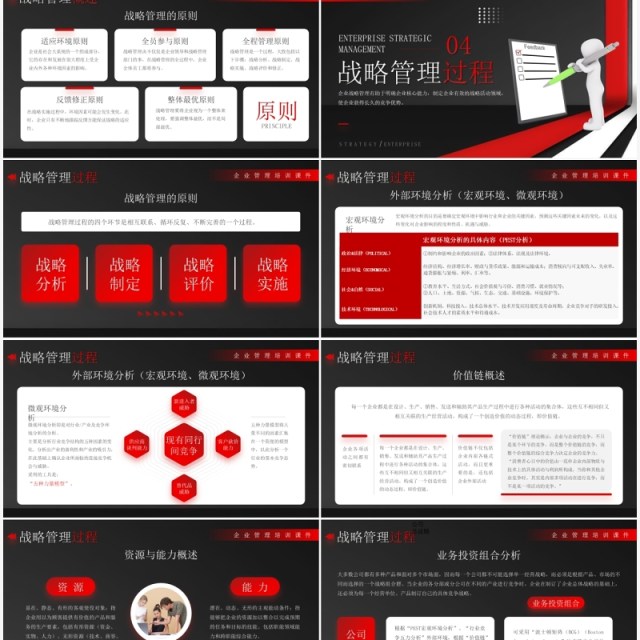 红黑色商务风企业战略管理培训PPT模板