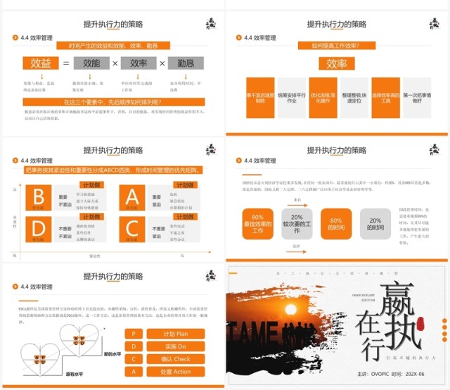 橙色商务风打造卓越的执行力企业培训PPT模板