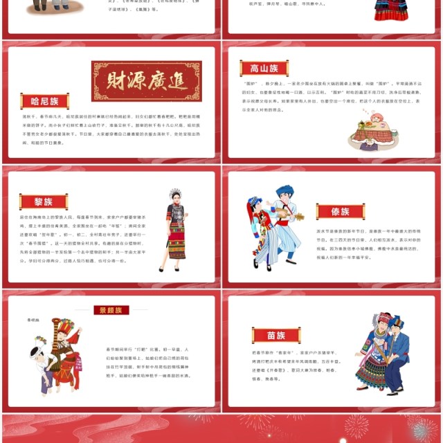 红色国潮风少数民族春节习俗介绍PPT模板 红色国潮风少数民族春节习俗介绍PPT模板