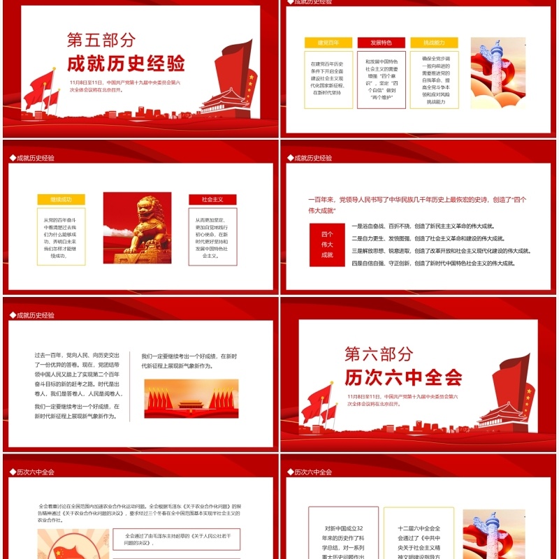十九届六中全会动态PPT模板