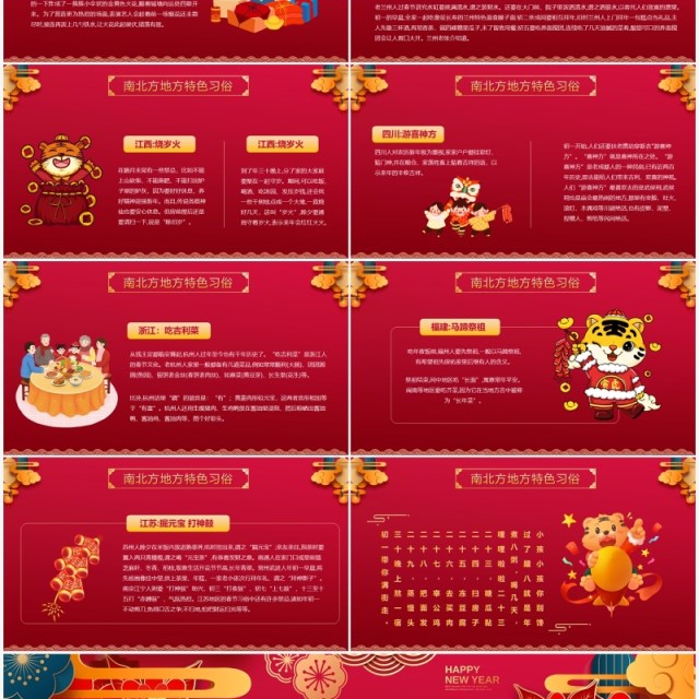 喜庆红色虎年南北方春节习俗PPT模板 喜庆红色虎年南北方春节习俗PPT模板