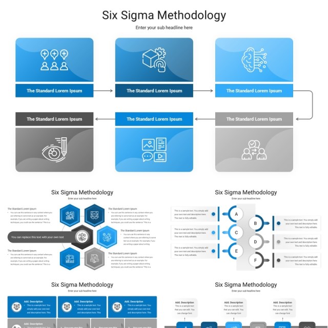 企业质量流程管理六西格玛方法论信息图PPT模板素材Six sigma methodology 企业质量流程管理六西格玛方法论信息图PPT模板素材Six sigma methodology
