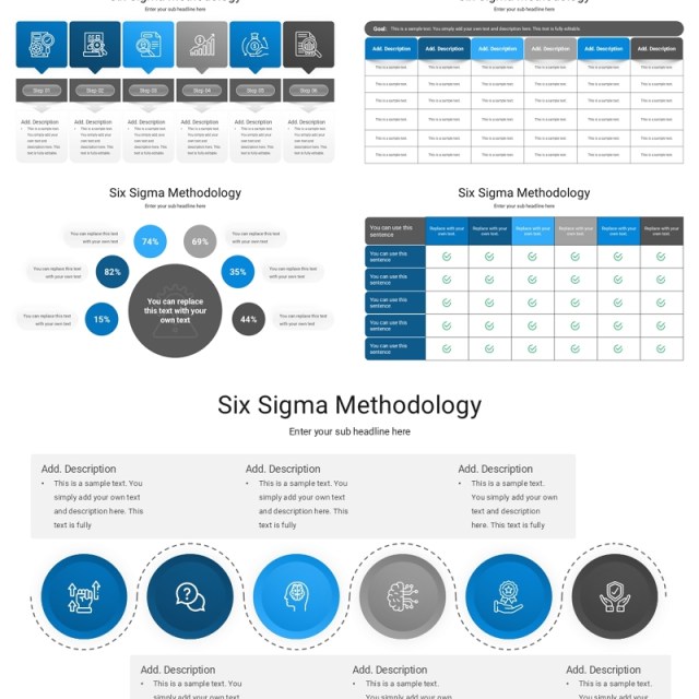 企业质量流程管理六西格玛方法论信息图PPT模板素材Six sigma methodology 企业质量流程管理六西格玛方法论信息图PPT模板素材Six sigma methodology