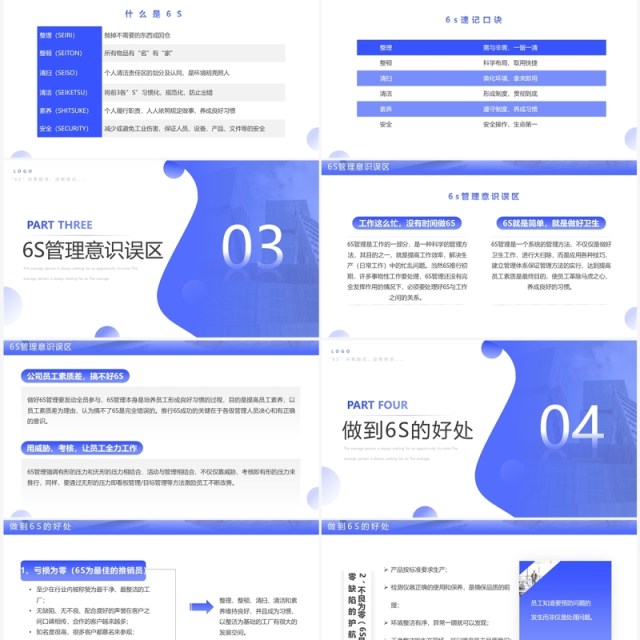 紫色简约企业6S管理培训PPT模板
