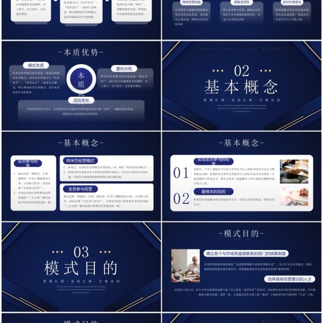 蓝色阿米巴经营模式公司管理方案汇报PPT模板