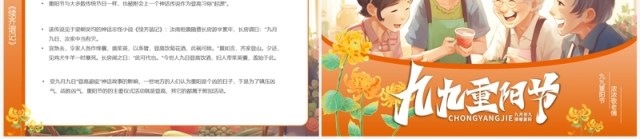 橙色卡通风九九重阳节介绍PPT模板 橙色卡通风九九重阳节介绍PPT模板