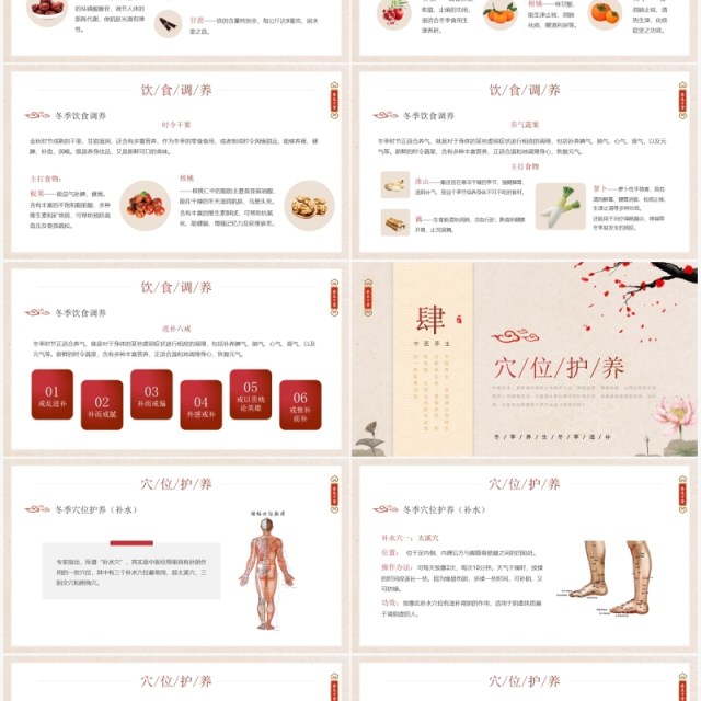 中国风冬季养生知识介绍PPT模板