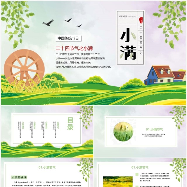 简约卡通二十四节气小满节气PPT模板 简约卡通二十四节气小满节气PPT模板