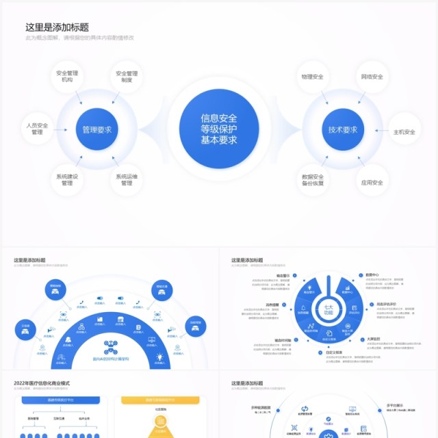 蓝色简约互联网逻辑架构思维导图PPT模板