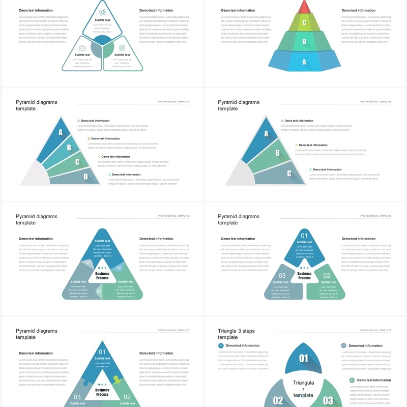 40页金字塔三角关系可视化图表PPT模板