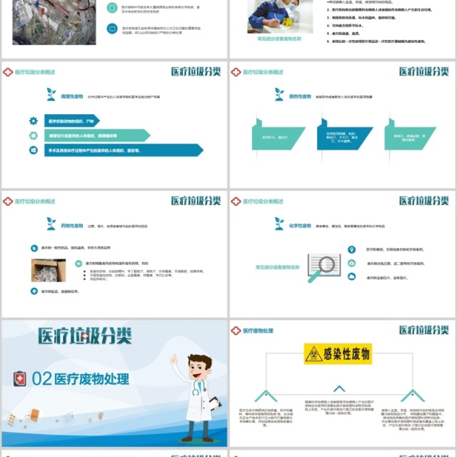 简洁医疗垃圾分类的处理PPT模板