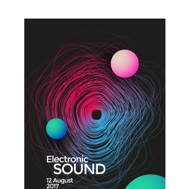彩色声波线条几何流体渐变蒸汽波封面H5电子音乐节海报AI矢量素材