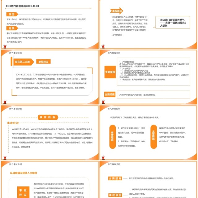 橙色简约风燃气安全知识培训PPT模板