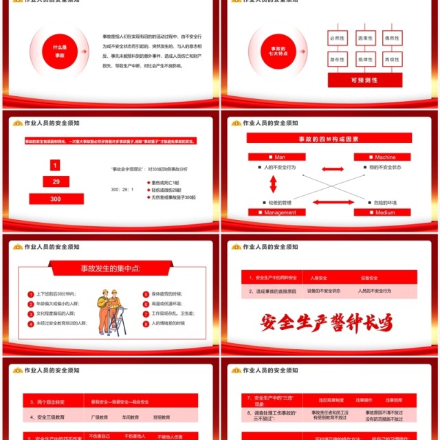 红金简约风安全生产知识培训PPT模板