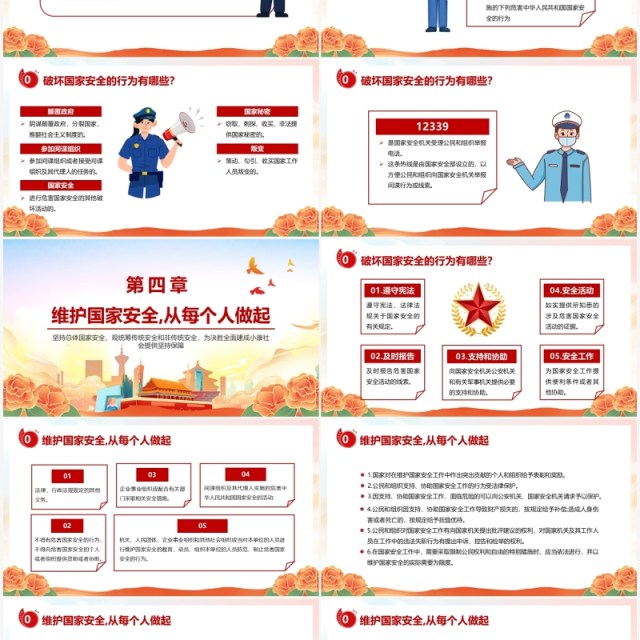 橙色中国风国家安全教育日主题班会PPT模板 橙色中国风国家安全教育日主题班会PPT模板