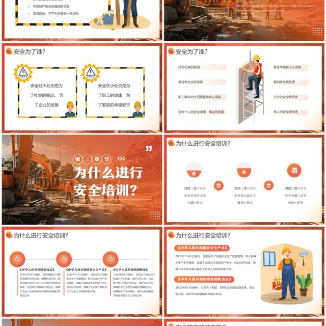 橙色简约风安全生产培训教育宣传PPT模板