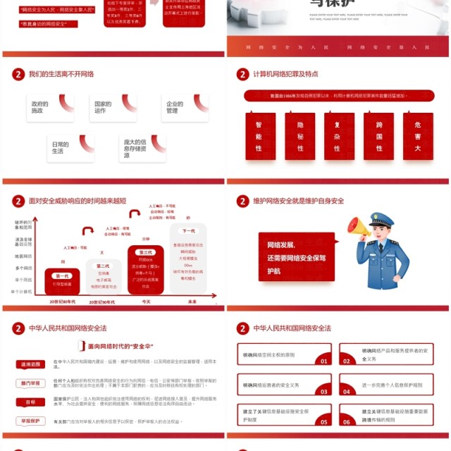 红色简约风2024国家网络安全宣传周PPT模板