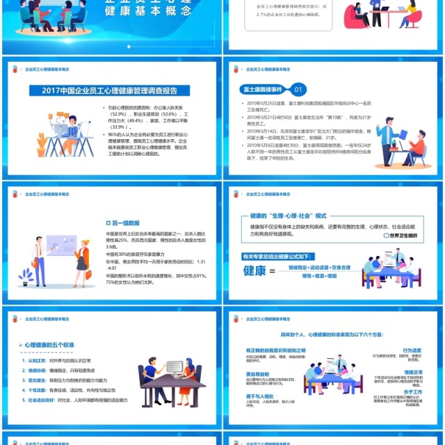 关注员工心理健康打造人文关怀企业PPT模板