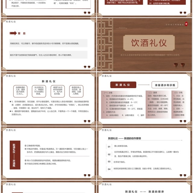 棕色简约风酒桌文化礼仪讲解培训PPT模板 棕色简约风酒桌文化礼仪讲解培训PPT模板