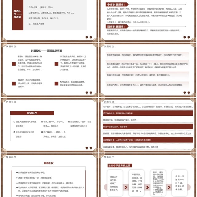棕色简约风酒桌文化礼仪讲解培训PPT模板 棕色简约风酒桌文化礼仪讲解培训PPT模板