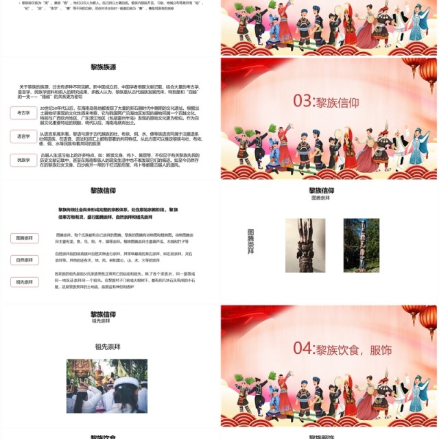 少数民族黎族文化简介PPT模板 少数民族黎族文化简介PPT模板