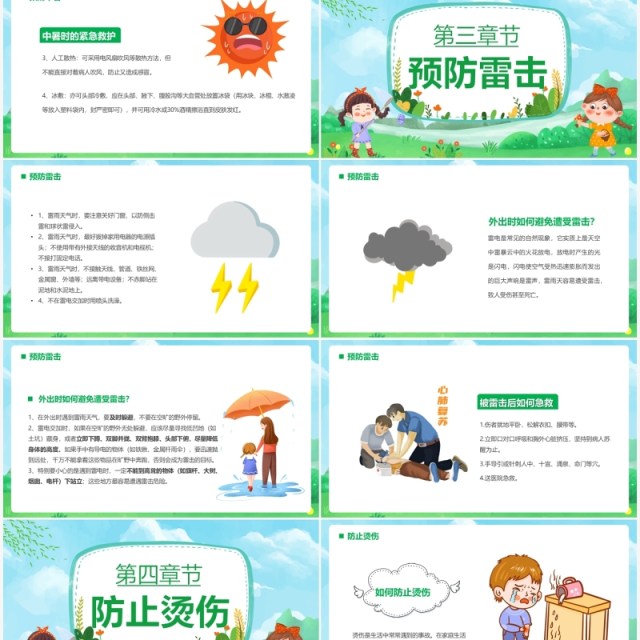 绿色卡通夏季安全教育PPT模板 绿色卡通夏季安全教育PPT模板