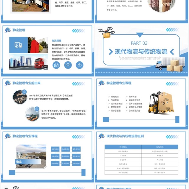 蓝色简约物流专业介绍PPT模板 蓝色简约物流专业介绍PPT模板