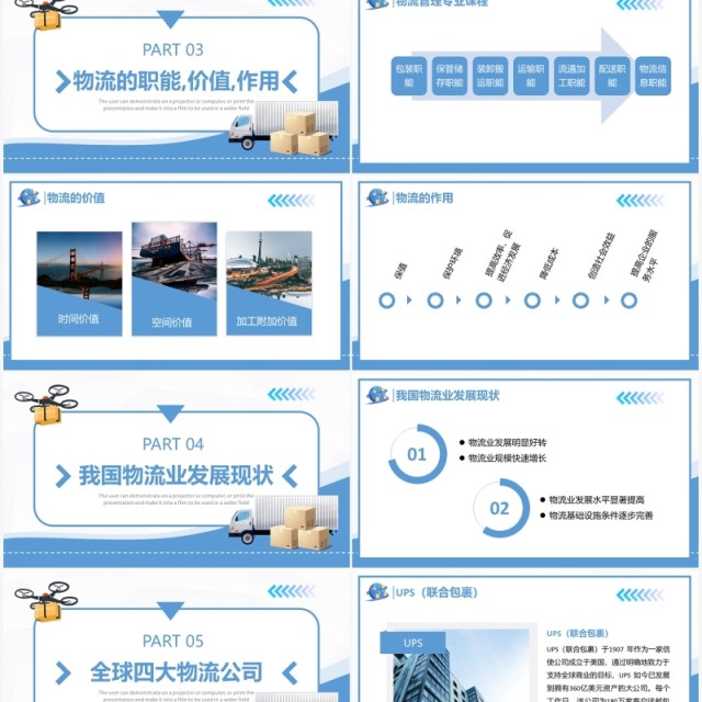 蓝色简约物流专业介绍PPT模板 蓝色简约物流专业介绍PPT模板