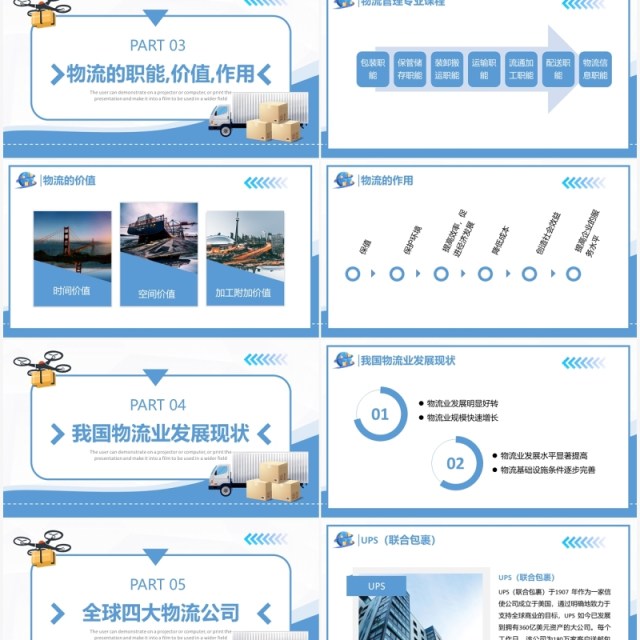 蓝色简约物流专业介绍PPT模板