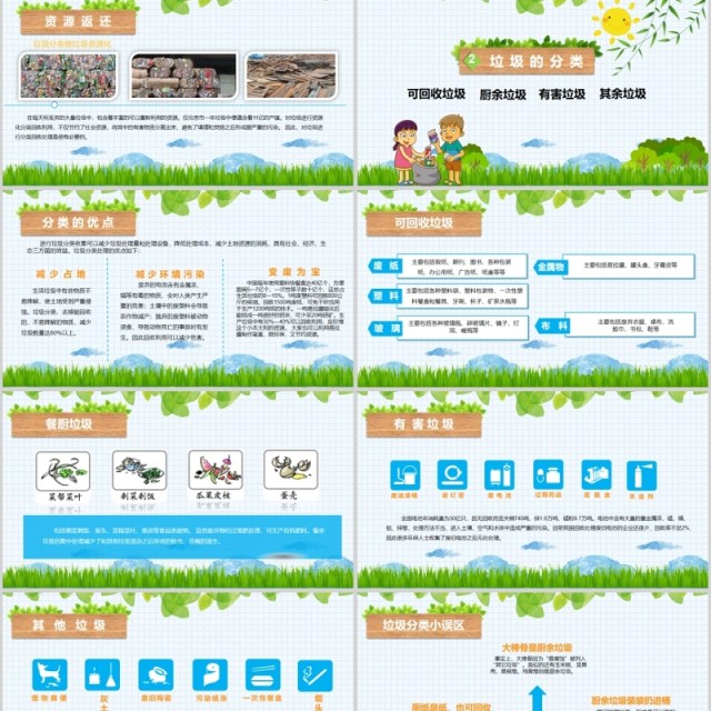 卡通保护环境环保学会从小学会垃圾分类PPT模板