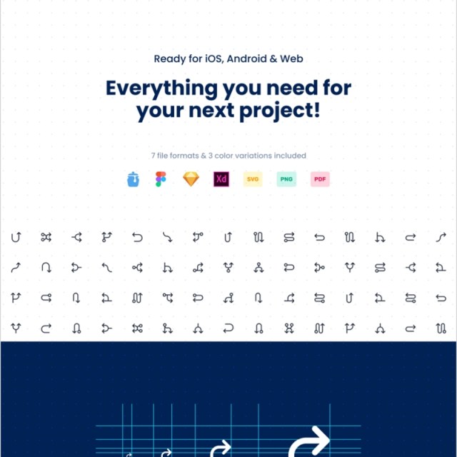144个线框图标包 FIGMA和Adobe XD，Wireframe Connectors Icon Pack 144 Line icons