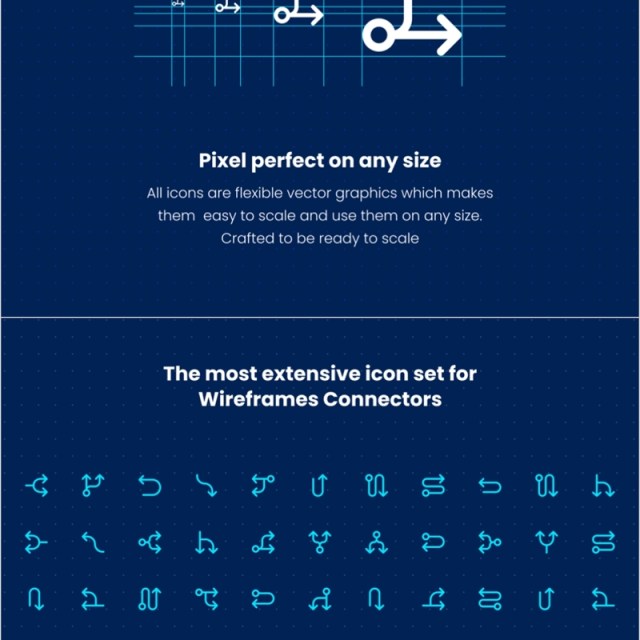 144个线框图标包 FIGMA和Adobe XD，Wireframe Connectors Icon Pack 144 Line icons