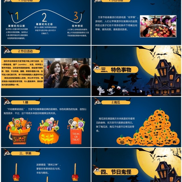 创意卡通万圣节的起源故事介绍PPT模板 创意卡通万圣节的起源故事介绍PPT模板