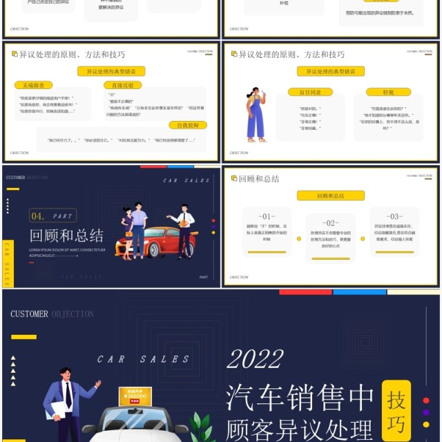 汽车销售中顾客异议处理技巧知识培训PPT模板 汽车销售中顾客异议处理技巧知识培训PPT模板