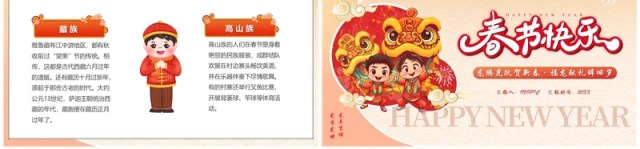 红色卡通风2024春节习俗介绍PPT模板 红色卡通风2024春节习俗介绍PPT模板