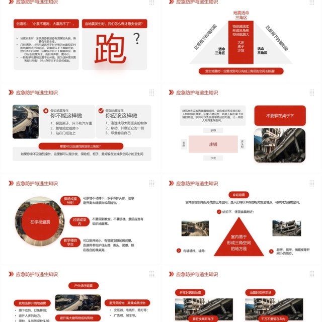 红色简约风地震常识及应对措施PPT模板 红色简约风地震常识及应对措施PPT模板