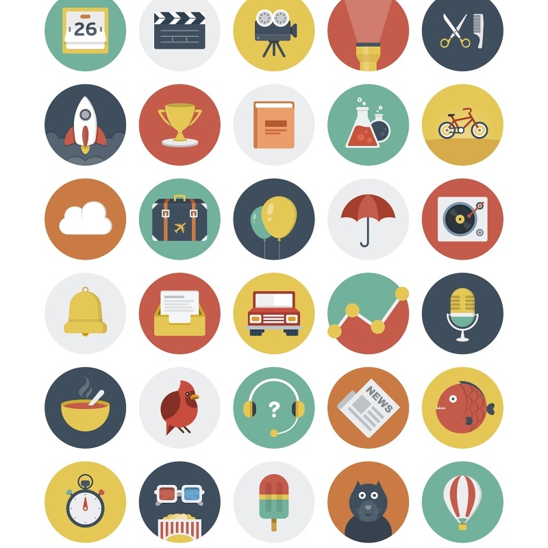 扁平圆形球形图标ICON矢量UI插画素材