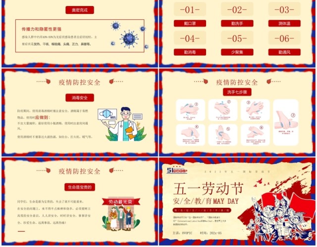红色复古风五一劳动节安全教育PPT模板 红色复古风五一劳动节安全教育PPT模板