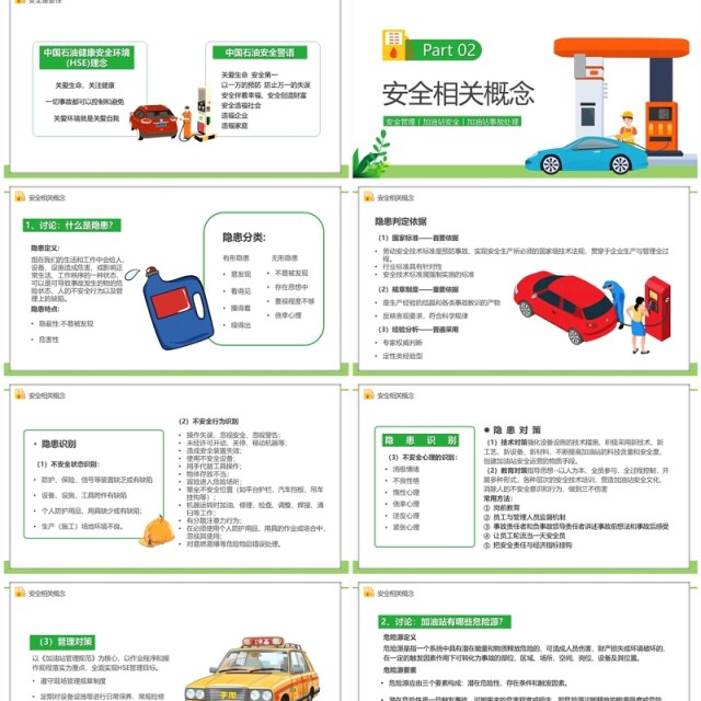 绿色卡通风加油站安全培训PPT模板