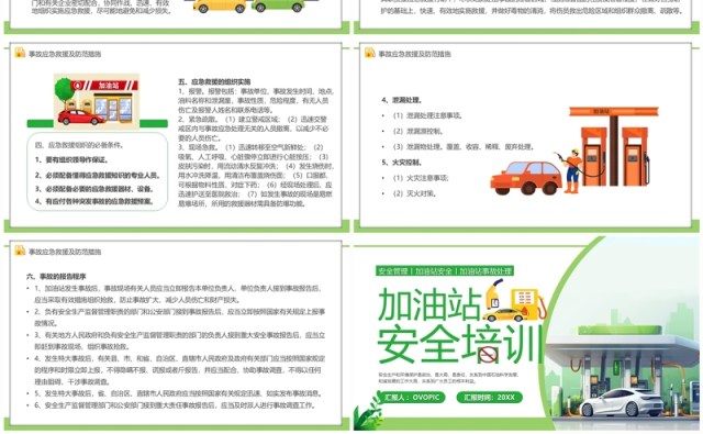 绿色卡通风加油站安全培训PPT模板 绿色卡通风加油站安全培训PPT模板