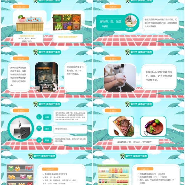 绿色卡通风幼儿园食堂食品安全培训PPT模板 绿色卡通风幼儿园食堂食品安全培训PPT模板