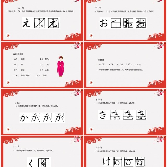 红色日语入门教程日语教学PPT模板 红色日语入门教程日语教学PPT模板
