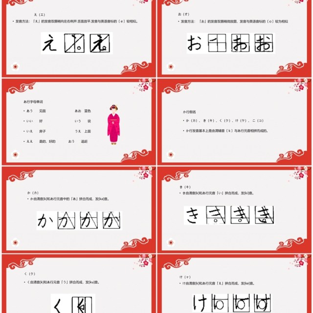 红色日语入门教程日语教学PPT模板